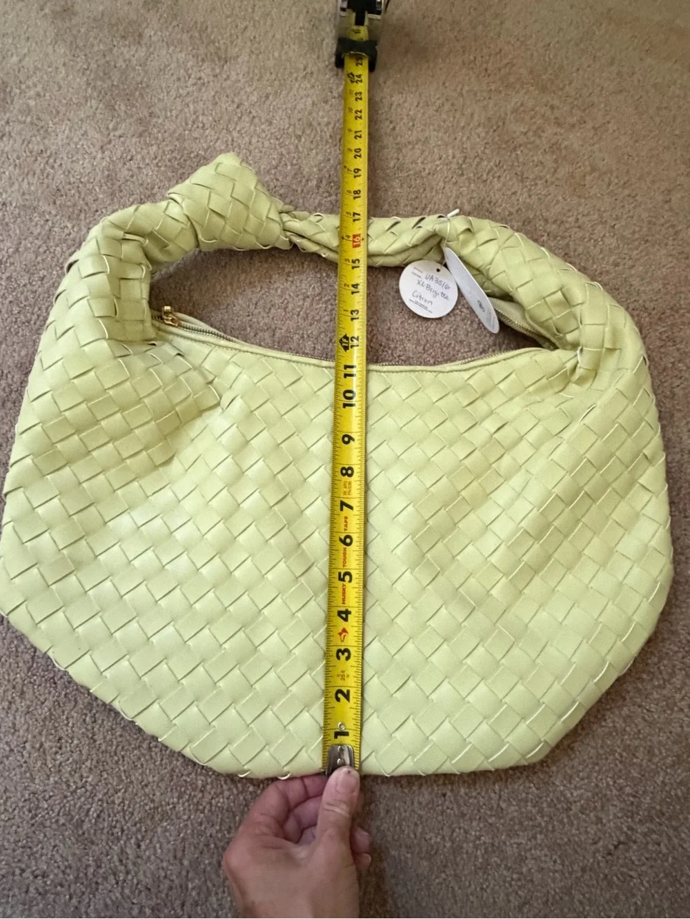 new Anthropologie melie Bianco Brigitte oversized XL woven knot satchel citron